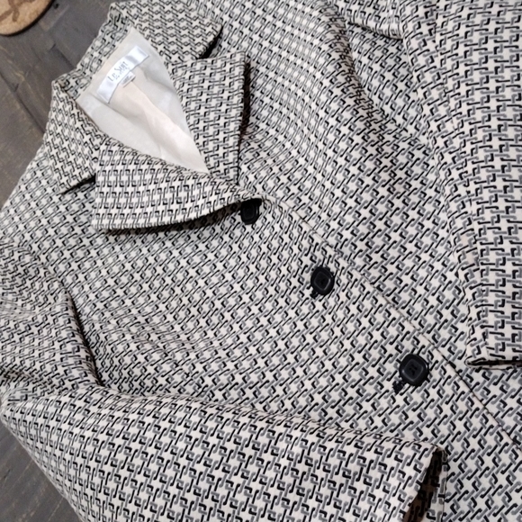 Le Suit Jackets & Blazers - Le Suit Petite Ladies Grey/Black/ Ivory Waist Suit Jacket SZ 12p